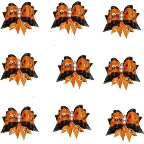 50pcs/lot Big sale Pet Dog puppy cat Hair Ribbon Bows Dog rubber Hair Accessories Halloween Pet Grooming Products Y511