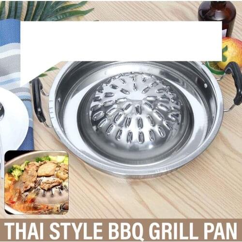 Aluminum Thai Style BBQ Grill Pan Barbecue Topper Stovetop Plate Barbecue Pan Basket Steamer Kitchen Cooking Tools Cookware