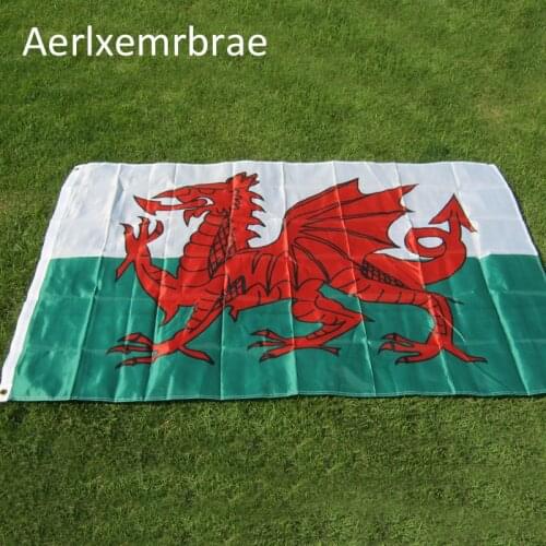 Free shipping 90*150cm Wales Flag Welsh red Dragon Cymru UK United Kingdom union flag polyester Great Britain Banner
