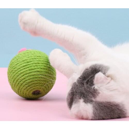 Safety Cat Cactus Ball Sisal Rope Biting Tumbler Catnip Motion Exercise Toy