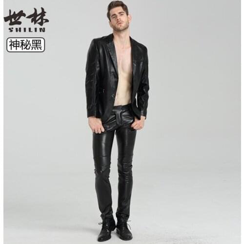 Spring autumn warm faux leather pants mens motorcycle pu pants fashion trousers for men personality pantalon homme black