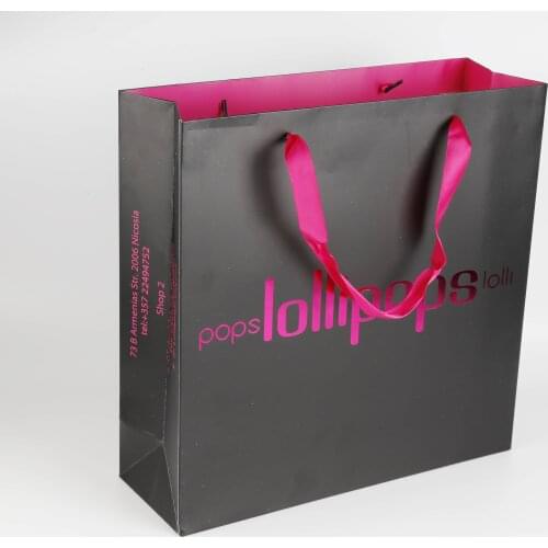Custom print gift shopping black paper bags with your own logo
