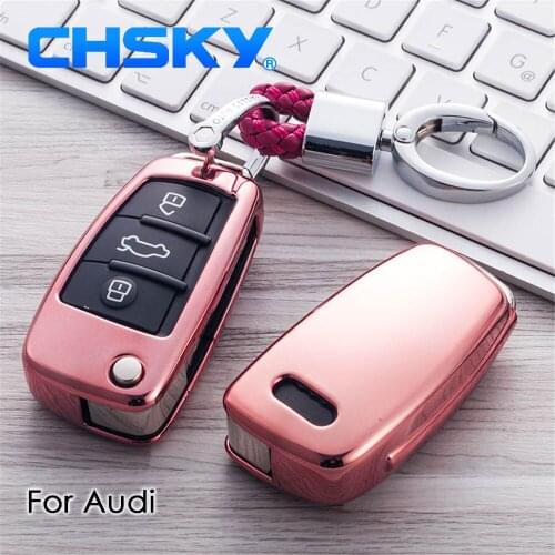 CHSKY TPU For Audi key cover Shell For Audi A3 8P A4 A5 A6 A7 A8 Q7 Car key cover case for keychain Car Covers Auto accessories