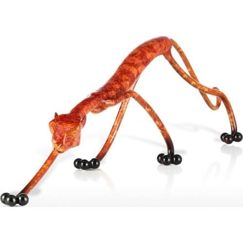 39CM/41CM DASHING LEOPARD IRON FIGURINE METAL CRAFTS ANIMAL FIGURINE HOME DECORATION CRAFT GIFT FOR HOME OFFICE R2097