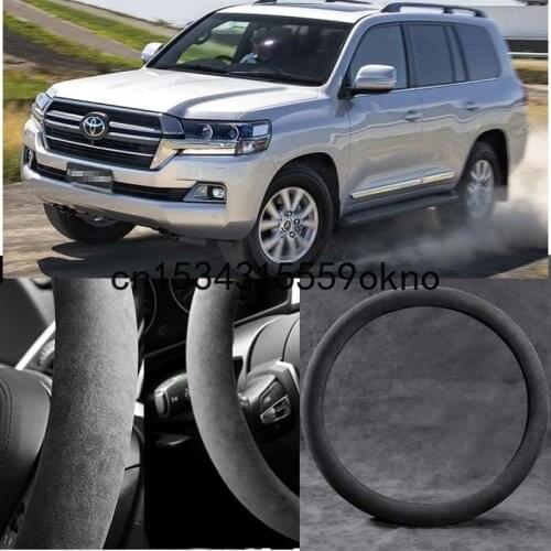 For Toyota Land Cruiser 2010-2021 Black Alcantara Suede Car Steering Wheel Cover Car Accessories