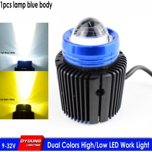 18000LM LED Motorcycle Work Light Dual Color Hi/Lo Beam Spotlight Mini Lens Car Headlight DC 12V 24V Fog Lamp Yellow White