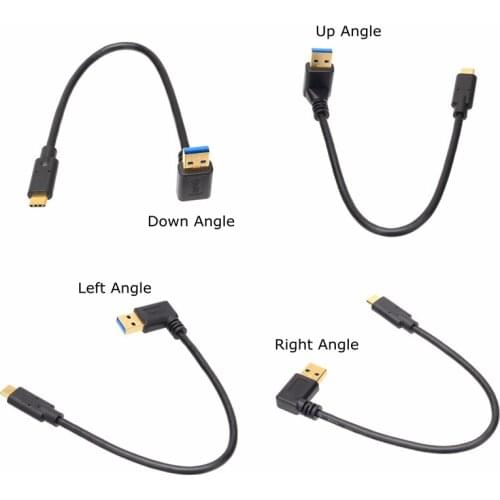90 Degree Up Down Left Right Angle USB 3.0 Type A To USB C Male Data Sync Charging Cable for Xiaomi 4C/5 Huawei P9 Samsung Note7