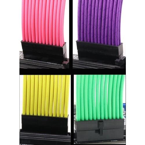 30CM GPU CPU Power Supply Sleeved PC PSU Extension Cable Kit ATX Power cord 4 In 1 ATX 24Pin/ GPU 6+2P/ CPU 4+4Pin 18AWG