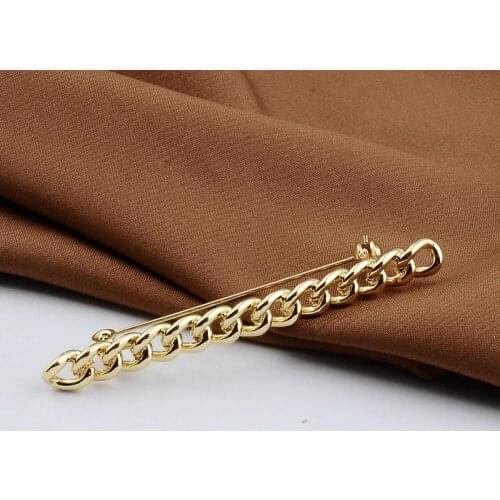 Korean Gold Alloy Empty Chain Brooch Jewelry Fashion Simple Cardigan Shawl Scarf Buckle Lapel Pin Wedding Clothing Accessories