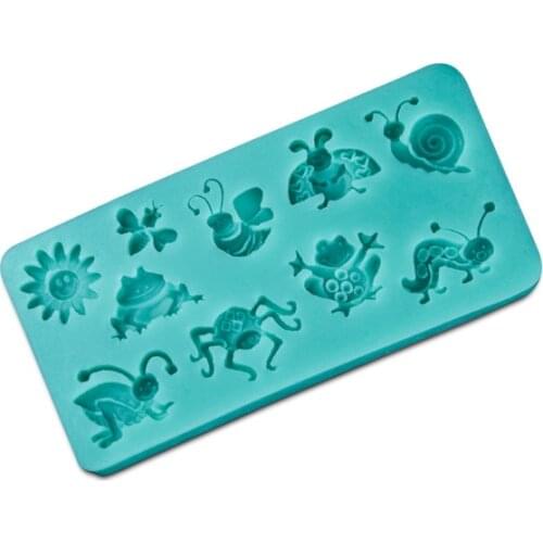 Frog Bees Small Animals Flowers Mold Fondant Cake Molds Chocolate Mould For The Kitchen Baking Cake Tool D168