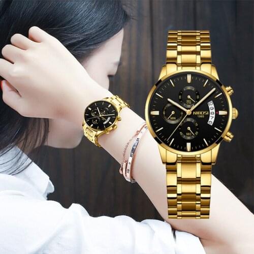 NIBOSI Fashion Luxury Women Watches Stainless Steel Gold Waterproof Ladies Bracelet Watch Female Quartz Watch Dropshipping