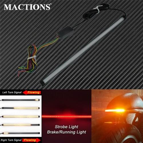 Motorcycle Brake Running Tail Light Sequential Turn Signal Integrated LED Stop Strobe Light Strip 290mm/450mm Amber Color