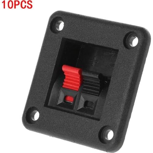 N0HC 10PCS Speaker Terminal Plate 2 Position 2 Terminals Spring Clip Black Red Double Input Jack Speaker