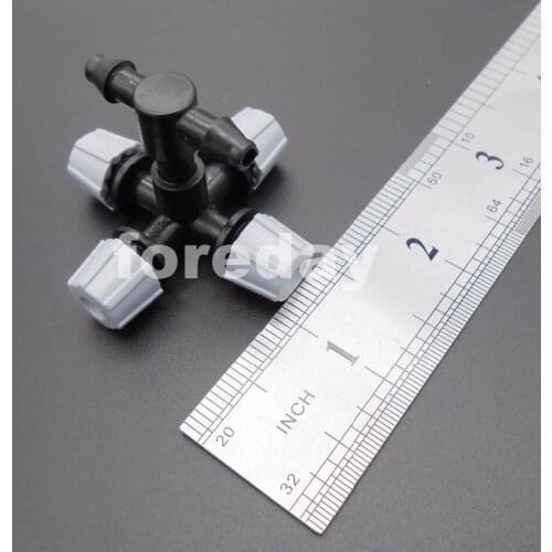 100PCS New 4MM greenhouse micro head misting cross atomizing nozzle four outlets Garden Gardening For PVC PPR PE Tube *FD208X100