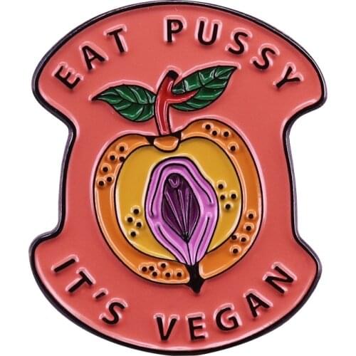Novelty feminist vegan lapel pin great adult humor gift idea