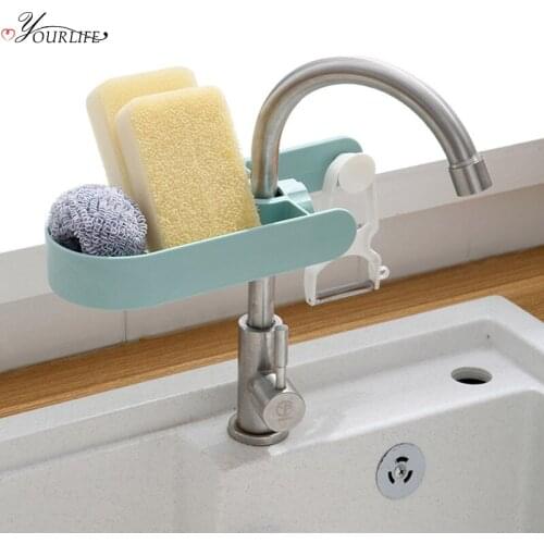 OYOURLIFE Detachable Sink Faucet Hanging Holder Kitchen Soap Sponge Sundries Drain Drying Shelf Sink Accessories Organizers