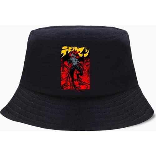 Japan Anime Debiruman Cool Devilman Crybaby Panama Bucket Hat Women Fishing Hats Bob Fisherman Cap Cotton Outdoor Sunscreen Caps