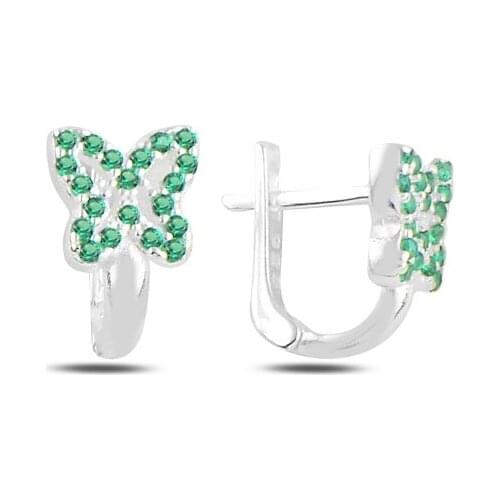 Silver 925 Sterling Butterfly Emerald Zircon Cubic Zirconia Child Tag