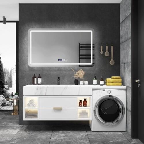 Marble Bathroom Cabinet Washing Machine Cabinet Integrated Modern Luxury Balcony Washing Machine Companion Home Furniture