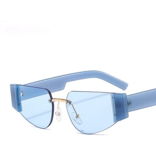 2021 Irregular Rimless Sunglasses Women Designer Steampunk Sun Glasses Personality Sunglasse Female Men Clear Shades