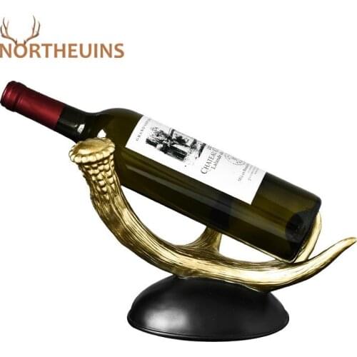 NORTHEUINS Resin Wine Rack Figurines Creative Stand for Bottle Storage Holder for Wine Shelf for Wine Home Decoration Accessorie