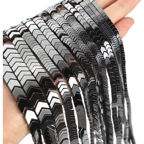 V-shaped Black Hematite Beads Natural Stone Beads Round Loose Beads For Jewelry Making DIY Bracelet Accessories 3-8mm