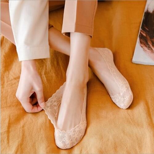 Spring And Summer Five-Pointed Star Female Invisible Socks Shallow Mouth Boat Socks Non-Slip Hollow Breathable Mesh Thin Section