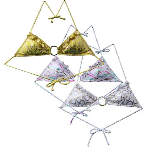 Women Swimsuit Swimwear Bikinis Top Triangle Sexy Girl Sathing Bathing Suit Low Waist Golden