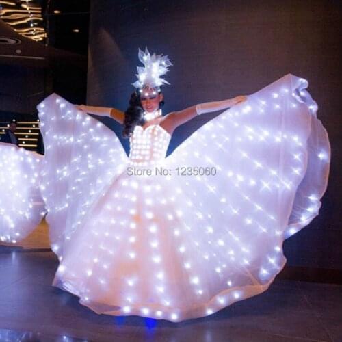 Women White led Dress / LED Wings /Girls LED Suits / LED Costumes
