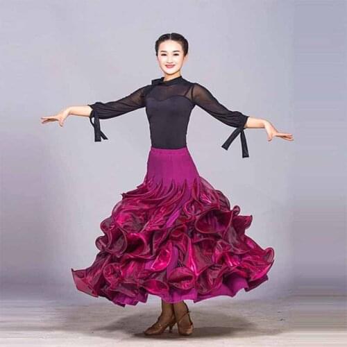 New Ballroom Dance Dress Women/Ladies Modern Multilayer Skirt Professional Flamenco Competition Latin Waltz Tango Suit PY281