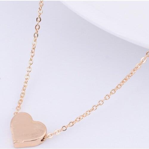 Gold Chain Choker Necklace Heart Shape Pendent Long Chain Delicate Fashion Choker Gold Rosegold Color Jewelry Gift for Women