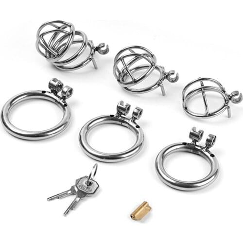 2021 New Stainless Steel Penis Cage with Lock Male Chastity Device 40mm 45mm 50mm Penis Ring Cock Cage Sex Toys for Men RYCB-033