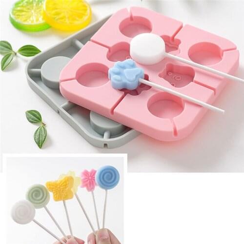 Lollipop 3D Silicone Molds Fondant Cake Chocolate Mold Cartoon Monster Candy Non-stick Mold DIY Home-made Lollipop Mold