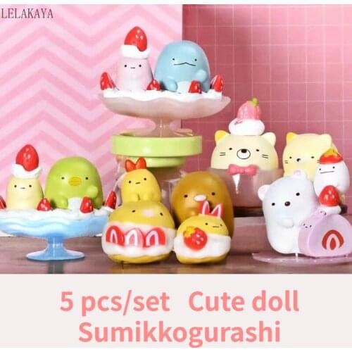 5pcs/set Japan Anime Sumikkogurashi Cute Model Doll Lizards Penguins Polar Bear Cartoon Corner Creature Q ver. Kids Toys Gifts