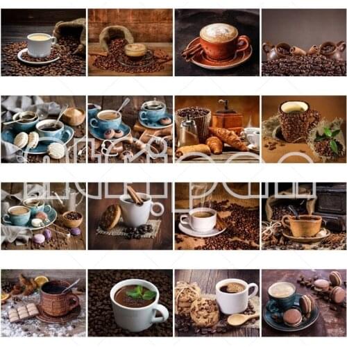 5D Diy Diamond Painting Kits for Kitchen Full Round Square Diamond Embroidery Mosaic Coffee and Cup Handmade Cross Stitch Gift