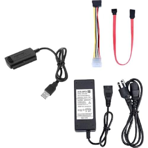 Hot Sale SATA PATA IDE Drive to USB 2.0 Adapter Converter Cable for Hard Drive Disk HDD 2.5" 3.5" with External AC Power Adapter