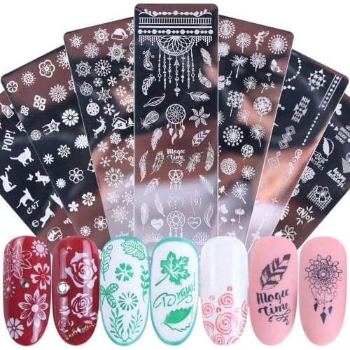 Nail Art Stamping Plates Retro Flower Polish Transfer Template Stamps Snowflake Ripple Butterfly Pattern Manicure Tool