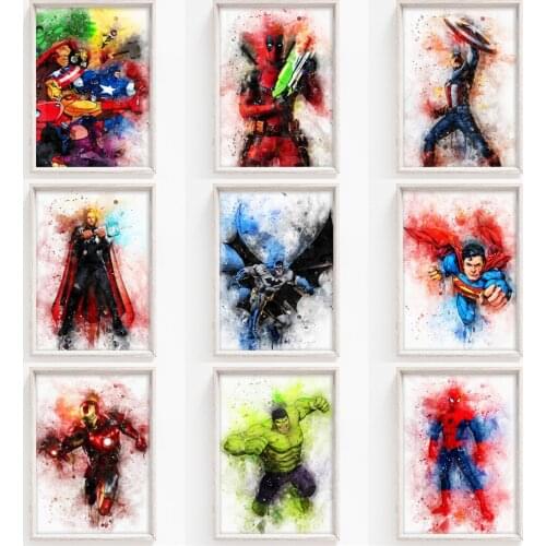 Disney Marvel Super Avengers Watercolor 5D Hand Embroidered Diamond Painting Iron Man Captain America Home Decor Wall Art