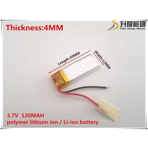 Free shipping)Polymer lithium battery 3.7 V, 401230 041230 Thickness:4MM Width:12MM Length:30MM