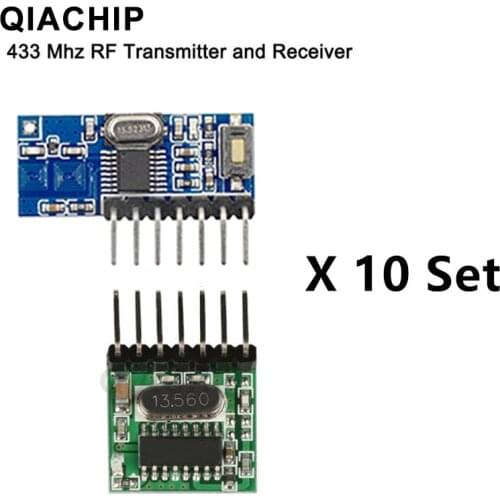 QIACHIP 10 Set 433Mhz Wireless Receiver Transmitter Remote Control Learning Code 1527 Decoder Module 4 CH output Learning Button