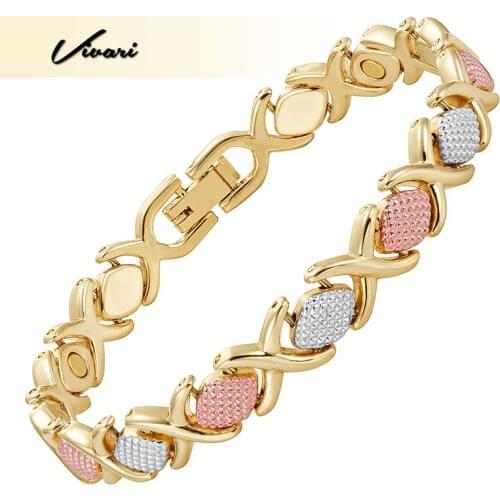 Vivari Cross Bracelets for Women Gold Color Magnetic Bracelet Modern Charm Bangles Ladies Jewelry Office Gift Anniversary