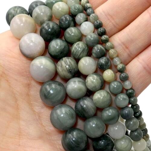 Natural Green Hair Stone Round Spacer Loose Beads For Jewelry Making Charm DIY Bracelets Necklace Accessories 4 6 8 10 12mm