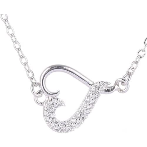 Ali Moda Micro Pave Zircon Heart Pendant Connector Jewelry Accessories With Link Chains Women Heart Pendant Necklace DIY Making