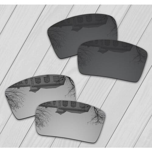 E.O.S 2 Pairs Black & Silver Polarized Replacement Lenses for Oakley Eyepatch 2 OO9136 Sunglasses