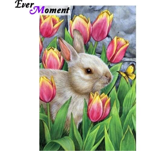 Ever Moment Diamond Painting Picture Of Rhinestone Rabbit 5D DIY Full Square Drill Diamond Embroidery Decor For Home ASF1330