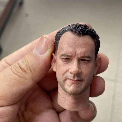 1/6 WWII American Tom Hanks Head Sculpt PVC Male Soldier Hurt Head Carving Fit 12'' Action Figure Body
