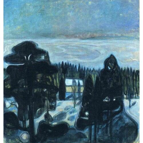 Oil Painting Reproduction on Linen Canvas,-white-night-1901 by Edvard Munch,100% handmade,abstract oil painting
