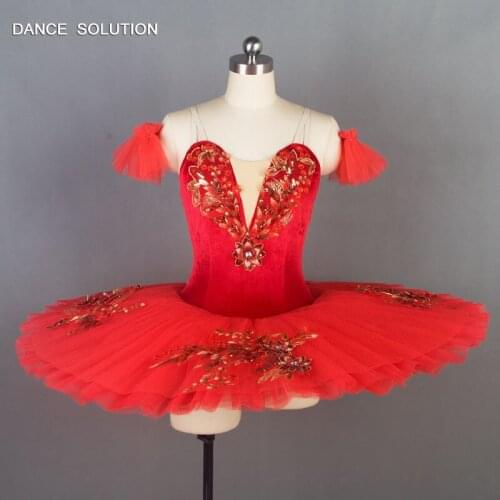 Red Velvet Bodice Ballet Tutu Pancake Dancing Tutu Woman & Child Dance Competition Costume Ballerina Professional Dress BLL026