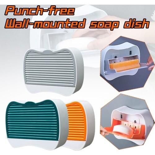 Creative Wall Mounted Soap Box Punch-free storage rack with flip cover Give soap a neat sense of belonging