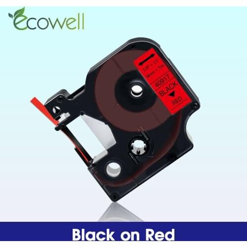 Ecowell Black on Red Labeling tape Compatible dymo D1 40917 printer ribbon 9mm*7m for Dymo LabelManager 160 210D 280 label maker